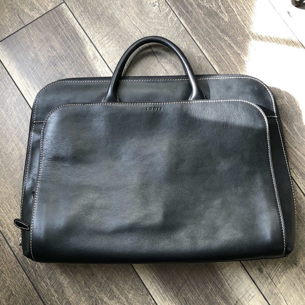 Lodis women leather laptop briefcase black leather